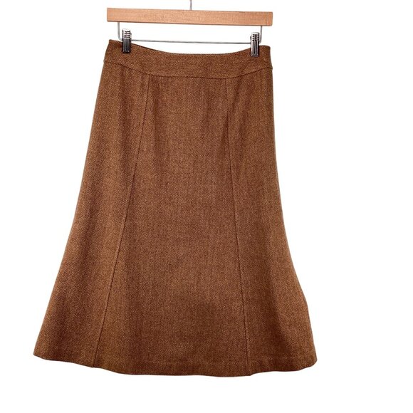 Talbots Womens Skirt Size 4 Vintage Wool Brown Petite A-Line Midi Button Front‎ - Picture 6 of 10